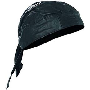 AES Black Leather Style Do Rag Doo Rag Skull Cap Head Wrap