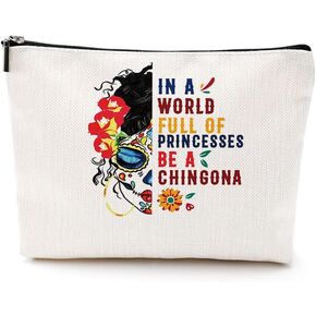 DJHUNG Inspired Mexican Girl Makeup Bag Funny Badass Women Gift Skull Travel Pouch for Women Female Girls Friends Sister BFF Nurse Mom Aunt Birthday Christmas Halloween in a World Full of Princesses