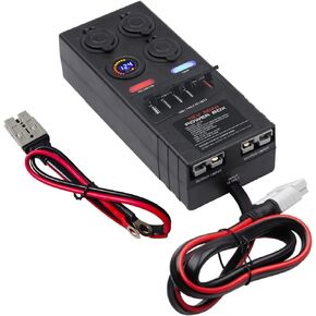 Mini Power Distribution Box 12V DC Battery Socket Max. 50A Current with 2 x Anderson, 6 x USB & 3 x Cig Sockets, Mini Battery Box for Outdoors RV Camping Fishing Emergency