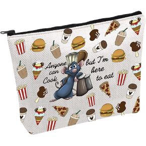 FOTAP Remy Quote Gift Anyone Can Cook Quote Makeup Bag Ratatouille Gift Remy Inspired Zipper Pouch Mouse Chef Cosmetic Bag (anyone BLK Tote)