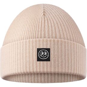 Mens Beanie Hat with Smile Winter Beanie Hat,Unisex Knit Soft Warm Cuffed Beanie Hat