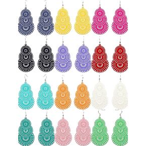 مجموعة من 12 زوج من الاقراط المتدلية الملونة المجوفة خفيفة الوزن، اقراط متدلية بنمط بوهيمي بوهو لا تسبب الحساسية للنساء عصرية ومعدنية بدون احجار كريمة, معدن, لا أحجار كريمة in Kuwait