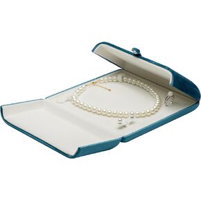 COWFEX Velvet Jewelry Set Box, Big Necklace and Ring Earring Pendant Gift Box, Pearl Necklace Jewelry Storage Case Blue (Blue)