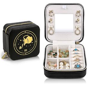 Kendal Travel Jewelry Case, Small Jewelry Box, Travel Essentials, Aquarius White, 2024 Zodiac Birthday Gifts for Girls Women Men Constellation Astrology-LXZ01BKSP