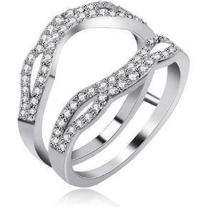 925 Sterling Silver Anniversary Ring Enhancer for Women and Girls Wedding Engagement Enhancer Ring White Gold Plated Y481-2D