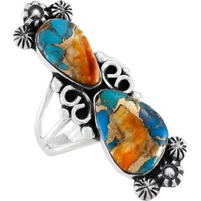 Turquoise Ring Sterling Silver 925 Genuine Gemstones Size 6 to 11