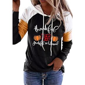 Susongeth It's Fall Y'all Kangaroo Pocket Hoodie Women Thanksgiving Leopard Plaid Pumpkin Long Sleeve Shirt Fall Pullover Top