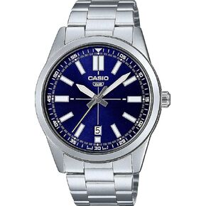 Casio MTP-VD02D-2E Men's Stainless Steel Blue Dial 3-Hand Analog Sporty Watch