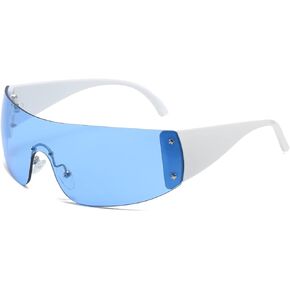 GIFIORE Y2K Sunglasses with Rhinestone,Trendy Rimless Wrap Around Sun Glasses Shades
