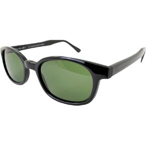 X-KD's Pacific Coast Sunglasses Black Frame Green Lens, (1126)