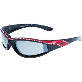 Global Vision Eyewear Marilyn 11 Ladies Motorcycle Sunglasses Riding Glasses with Flash Mirror Lenses Bling