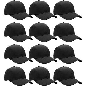 Plain Blank Black Caps with Adjustable Strap (12PCS)