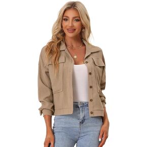 Allegra K Women's Waffle Shacket Jacket Drop Shoulder Pockets Collared Shirt Jackets