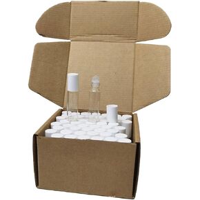 50 pcs white lid 5ml roller bottles for oils,essential oil roller bottles, roller balls for essential oils， clear glass roller bottle for essential oils travel bottles, bottles for essential oils
