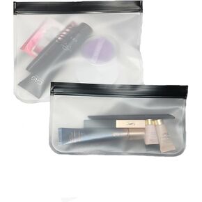 Clear Toiletry Bags Frosted, Clear Pouch, Clear Makeup Bags, Patches Makeup Pouch Bag, Clear Frosted PEVA Bag-1 Large 1 Small