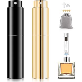 Lian Refillable Perfume Atomizer Travel Size Perfume Refill Bottle 2 Pack Mini Cologne Spray Bottle 5ML Portable Cologne Dispenser Fragrance Scent Pump Case Pocket Perfume Fill from Bottom