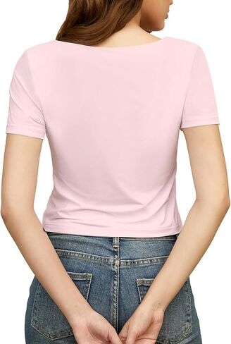 JUSTFASHIONNOW قمصان نسائية للربيع للخروج 2024 بأكمام قصيرة تي شيرت للنساء Y2K Fashion in Kuwait