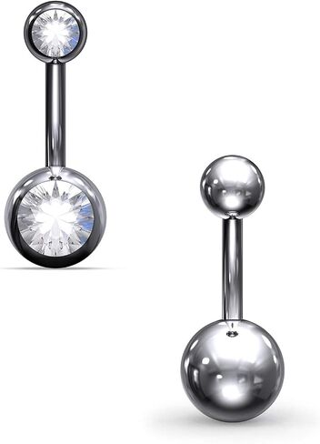 Hoeudjo 14G الصلبة G23 زرع الصف 23 التيتانيوم خارجيا الخيوط البطن خاتم على شكل زر السرة ثقب المجوهرات للنساء الفتيات in Kuwait