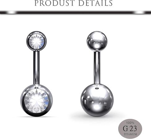 Hoeudjo 14G الصلبة G23 زرع الصف 23 التيتانيوم خارجيا الخيوط البطن خاتم على شكل زر السرة ثقب المجوهرات للنساء الفتيات in Kuwait