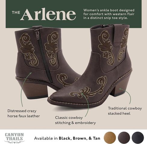 Western Boots for Women - Ankle Style Cowgirl Boots - Arlene - Comfortable Women Cowboy Boots for Women & Teen Girls - Women Cowgirl Boot in Saudi Arabia