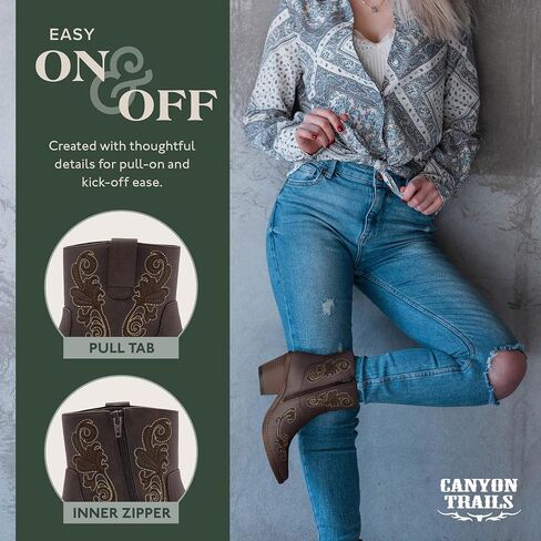 Western Boots for Women - Ankle Style Cowgirl Boots - Arlene - Comfortable Women Cowboy Boots for Women & Teen Girls - Women Cowgirl Boot in Saudi Arabia