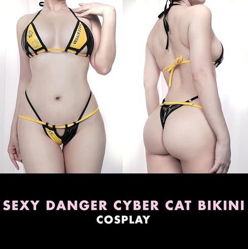 MOEFLAVOR أنيمي تأثيري خطر سايبر القط بيكيني | Kawaii الملابس الداخلية اليابانية زي Cyberpunk | مقاسات عادية ومقاسات كبيرة للسيدات in Kuwait