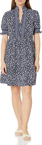 London Times Women's Dress Easy Feminine Versatile Smocked Waist Ruffle Neckline in Saudi Arabia