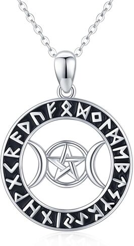 قلادة آلهة القمر الثلاثي من Midir&Etain عيار 925 من الفضة الإسترلينية الفايكنج رون قلادة Wiccan Pagan تميمة مجوهرات هدايا للنساء والفتيات in Kuwait