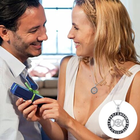 قلادة آلهة القمر الثلاثي من Midir&Etain عيار 925 من الفضة الإسترلينية الفايكنج رون قلادة Wiccan Pagan تميمة مجوهرات هدايا للنساء والفتيات in Kuwait