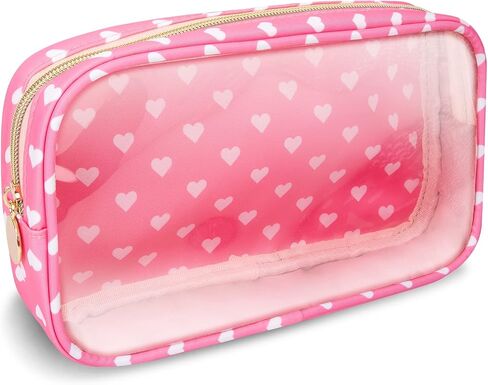 Nylon Small Clear Makeup Bag for Purse, Cute Makeup Bag Preppy Cosmetic Zipper Pouch Purse, Waterproof Travel Toiletry Bag Coin Pouch Clutch Makeup Brush Bag Organizer Storage for Women Ladies(Beige) in Saudi Arabia