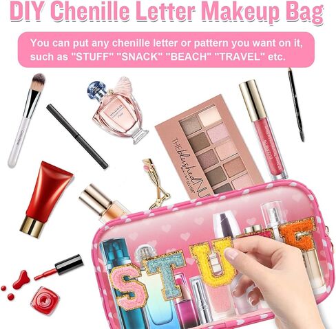 Nylon Small Clear Makeup Bag for Purse, Cute Makeup Bag Preppy Cosmetic Zipper Pouch Purse, Waterproof Travel Toiletry Bag Coin Pouch Clutch Makeup Brush Bag Organizer Storage for Women Ladies(Beige) in Saudi Arabia