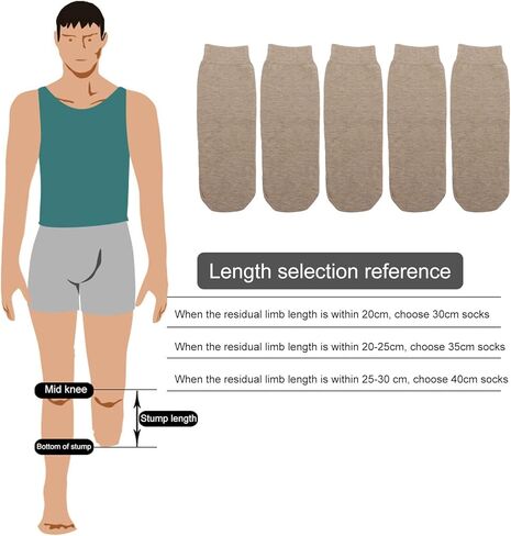 ZJchao Amputee Sock, 5pcs Stump Socks Set Elastic Cotton Prosthetic Protective Amputee for Women Man Athletic Hiking in Kuwait