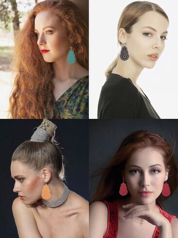 مجموعة من 12 زوج من الاقراط المتدلية الملونة المجوفة خفيفة الوزن، اقراط متدلية بنمط بوهيمي بوهو لا تسبب الحساسية للنساء عصرية ومعدنية بدون احجار كريمة, معدن, لا أحجار كريمة in Kuwait