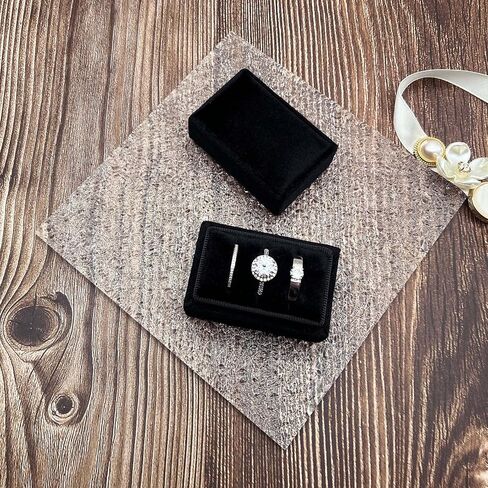 Beatilog Rectangle Velvet Ring Box 3 Slots - Premium Handmade Wedding Three Rings Bearer Holder Vintage Orthogon Jewelry Storage for Ceremony Proposal Engagement Christmas Gift (Black) in Saudi Arabia