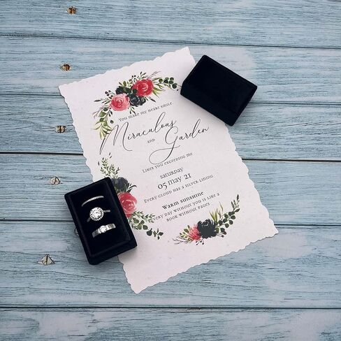 Beatilog Rectangle Velvet Ring Box 3 Slots - Premium Handmade Wedding Three Rings Bearer Holder Vintage Orthogon Jewelry Storage for Ceremony Proposal Engagement Christmas Gift (Black) in Saudi Arabia