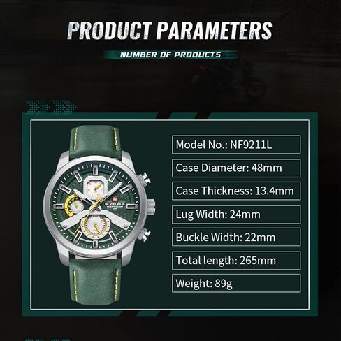 ساعات NAVIFORCE العصرية ذات الوجه الكبير للرجال، تناظرية بتاريخ تلقائي، حزام من الجلد، رياضية عسكرية مقاومة للماء، ساعة يد كوارتز مضيئة in Kuwait