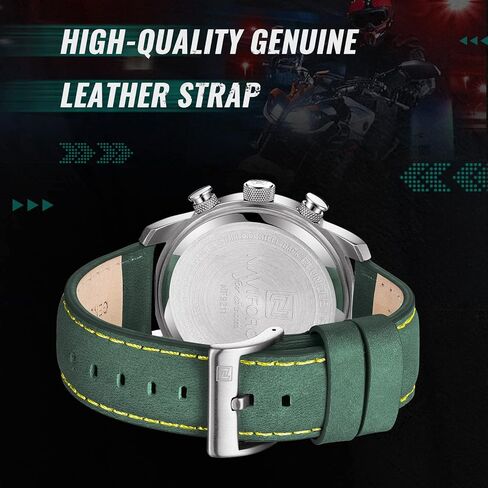 ساعات NAVIFORCE العصرية ذات الوجه الكبير للرجال، تناظرية بتاريخ تلقائي، حزام من الجلد، رياضية عسكرية مقاومة للماء، ساعة يد كوارتز مضيئة in Kuwait