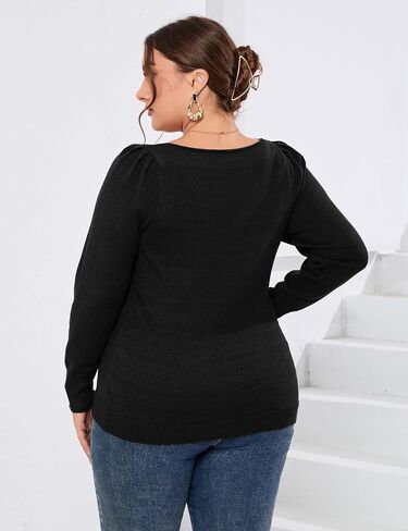 ShopWonder Womens Plus Size Knit Tops Long Sleeve Sweetheart Neck Sweaters Casual Tunic Tops in Saudi Arabia