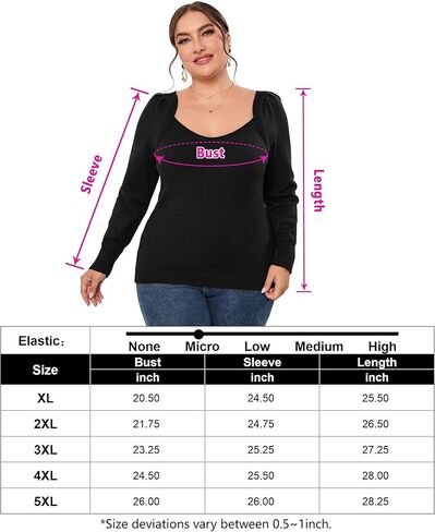 ShopWonder Womens Plus Size Knit Tops Long Sleeve Sweetheart Neck Sweaters Casual Tunic Tops in Saudi Arabia