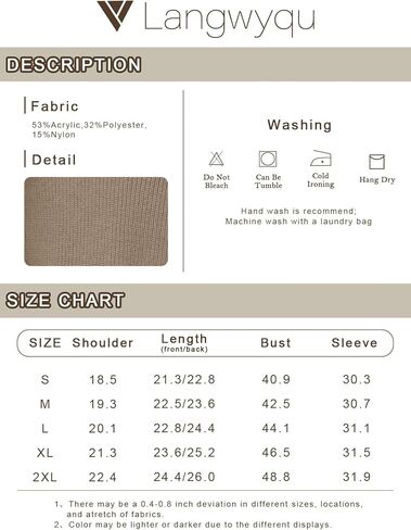 سترة نسائية Langwyqu 2023 ذات فتحة جانبية مضلعة وأكمام طويلة فضفاضة بلوفر غير متماثل بفتحة جانبية in Kuwait