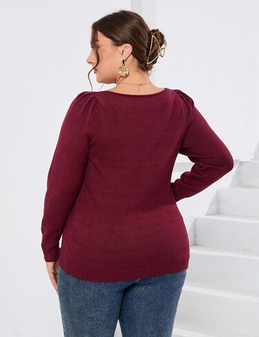 قمصان علوية نسائية من ShopWonder مقاس كبير وأكمام طويلة ورقبة على شكل قلب وسترات علوية كاجوال in Kuwait