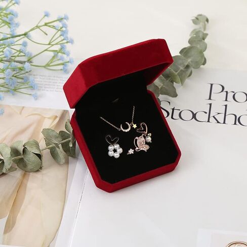 2 Pcs Velvet Necklace Pendant Box Jewelry Gift Boxes Display Box for Chains Removable Insert & Soft Lining - Necklace Case & Organizer for Wedding Christmas Thanksgiving Birthday (pink) in Saudi Arabia