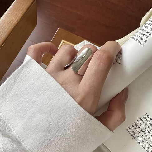 S925 الفضة الاسترليني مؤشر Fulll إصبع عصابة واسعة النطاق المجوهرات هدية للنساء الفتيات، خاتم بيان الصداقة، إلى أعزائي حلقة الفرقة رقيقة وسميكة، يمثل الصداقة التي تتحمل كل مرحلة من مراحل الحياة in Kuwait