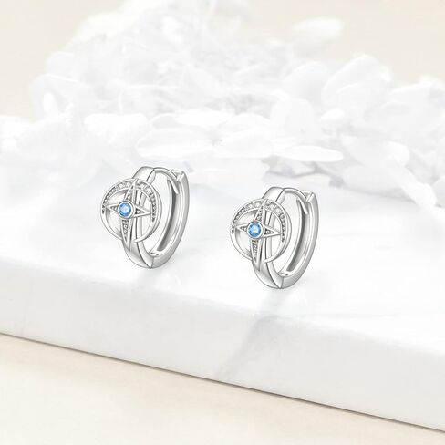 القمر والنجمة/اللؤلؤ/عقدة سلتيك/القلب/الزهرة/التوليب/الثعلب هوب هوجي أقراط للنساء الفتيات 925 الفضة الاسترليني الأطواق مجوهرات هدية لعيد الميلاد عيد ميلاد in Kuwait