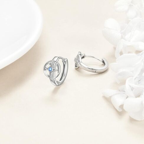 القمر والنجمة/اللؤلؤ/عقدة سلتيك/القلب/الزهرة/التوليب/الثعلب هوب هوجي أقراط للنساء الفتيات 925 الفضة الاسترليني الأطواق مجوهرات هدية لعيد الميلاد عيد ميلاد in Kuwait