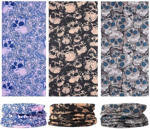 EAZZEA 6pcs Magic Wide Tube Face Mask,Neck Gaiter, Headwear, Sports Scarf, Skeleton Bandana,Camo Bandana, Balaclava, Headband for Women And Men in Saudi Arabia