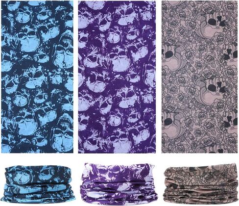 EAZZEA 6pcs Magic Wide Tube Face Mask,Neck Gaiter, Headwear, Sports Scarf, Skeleton Bandana,Camo Bandana, Balaclava, Headband for Women And Men in Saudi Arabia