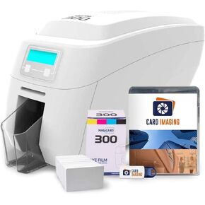 Magicard 300 Dual Sided ID Card Printer & Supplies Bundle Badge Maker Machine (3300-0021)