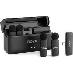 BOYA BY-V4U Wireless Lavalier Microphone for iPhone 15 Android Type C Phone Smartphone Clip-On Wireless Lapel Mic for Video Recording Podcast Interview Streaming Vlog YouTube