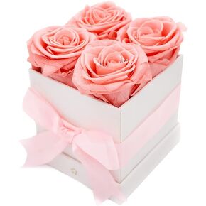AROMEO Pink Roses, A Gift That Lasts | Fresh Flowers for Delivery, Mothers Day Gifts, Mom, Girlfriend, Wife, Mother, Birthday, Women Gift. Preserved Fresh Cut Zero Maintenance Roses with Box
